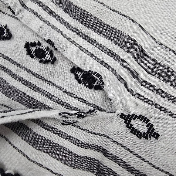 Roller Rabbit Top Womens S Gray White Tunic Tassel Long Sleeve Cotton Beach READ - Picture 10 of 15